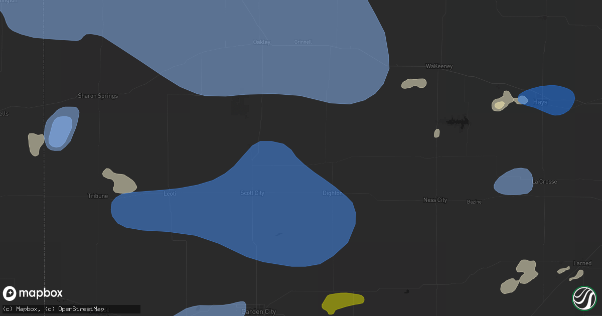 Hail map in Healy, KS on July 9, 2026