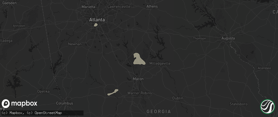 Hail map in Hillsboro, GA on July 9, 2026