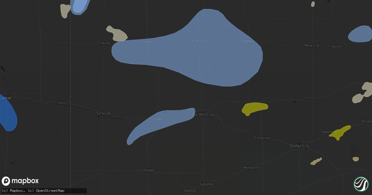 Hail map in Holcomb, KS on July 9, 2026