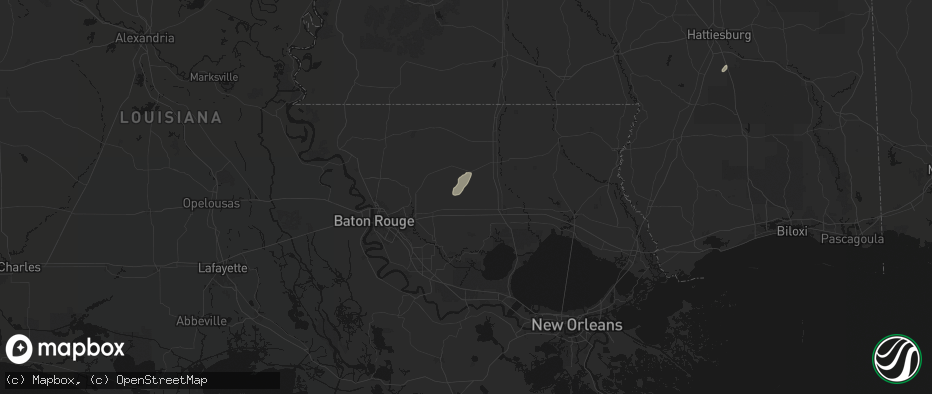 Hail map in Holden, LA on July 9, 2026