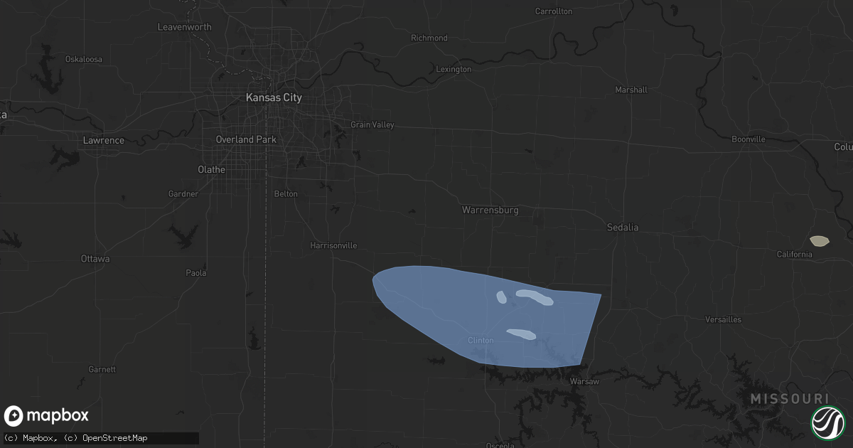 Hail map in Holden, MO on July 9, 2026