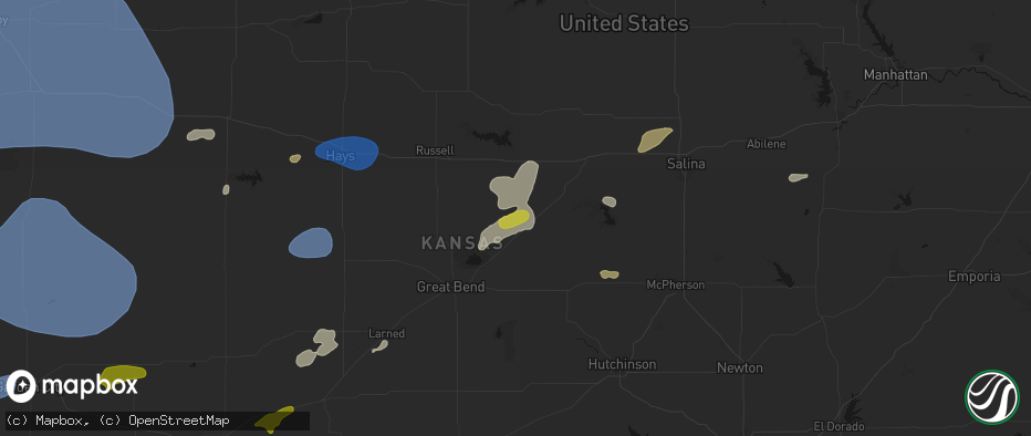 Hail map in Holyrood, KS on July 9, 2026