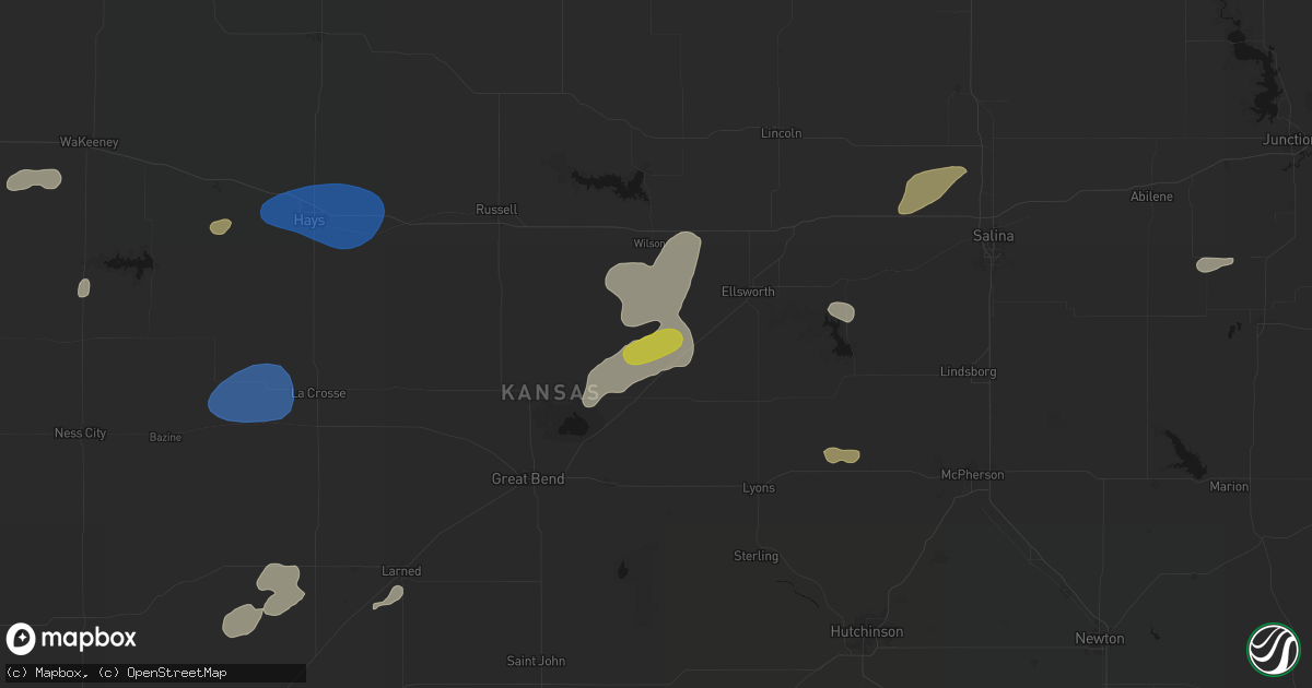 Hail map in Holyrood, KS on July 9, 2026