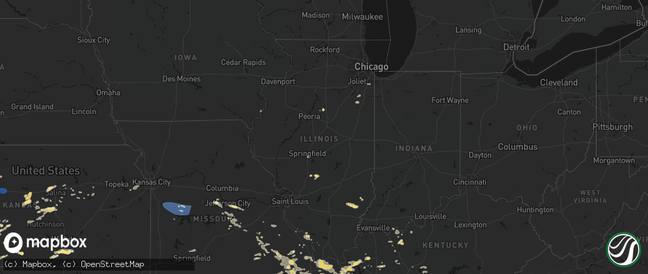 Hail map in Illinois on July 9, 2026