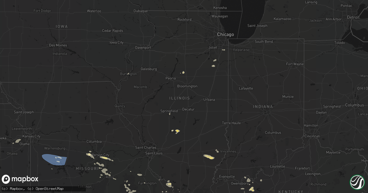 Hail map in Illinois on July 9, 2026