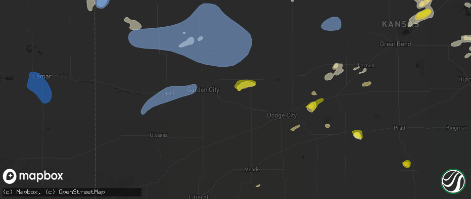 Hail map in Ingalls, KS on July 9, 2026