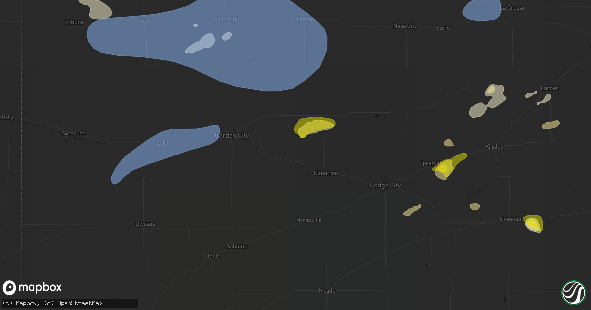 Hail map in Ingalls, KS on July 9, 2026