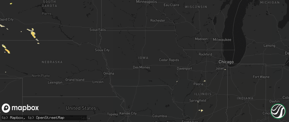 Hail map in Iowa on July 9, 2026