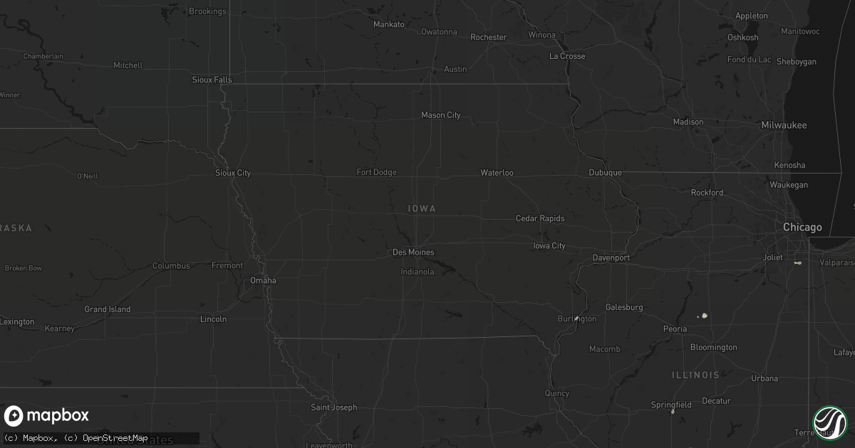 Hail map in Iowa on July 9, 2026