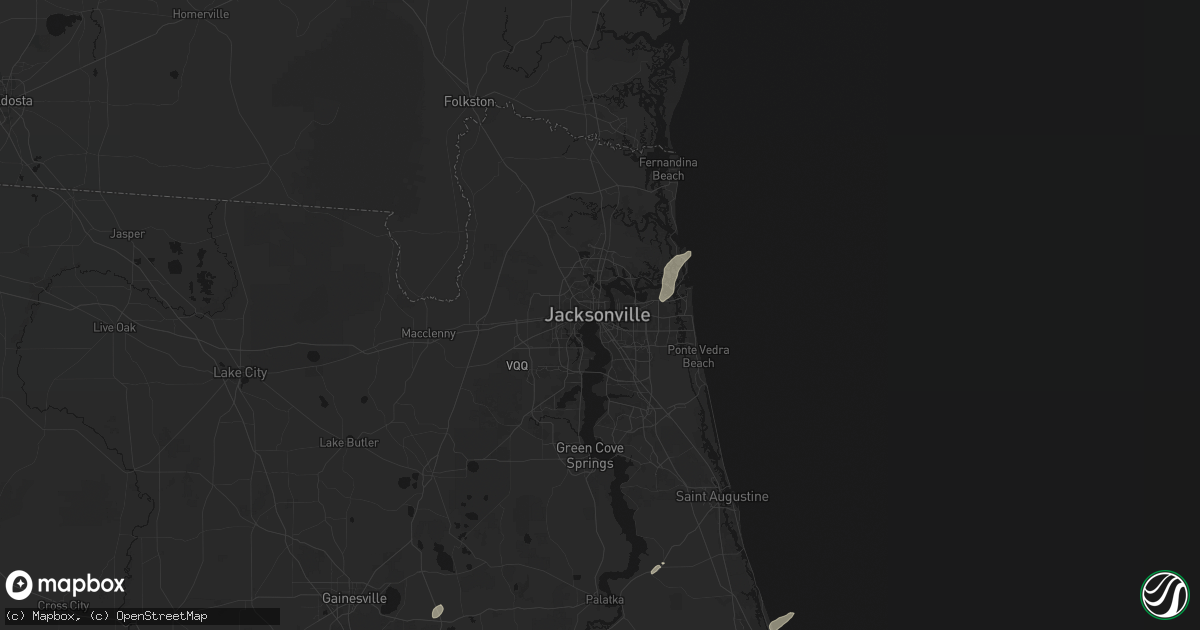 Hail map in Jacksonville, FL on July 9, 2026