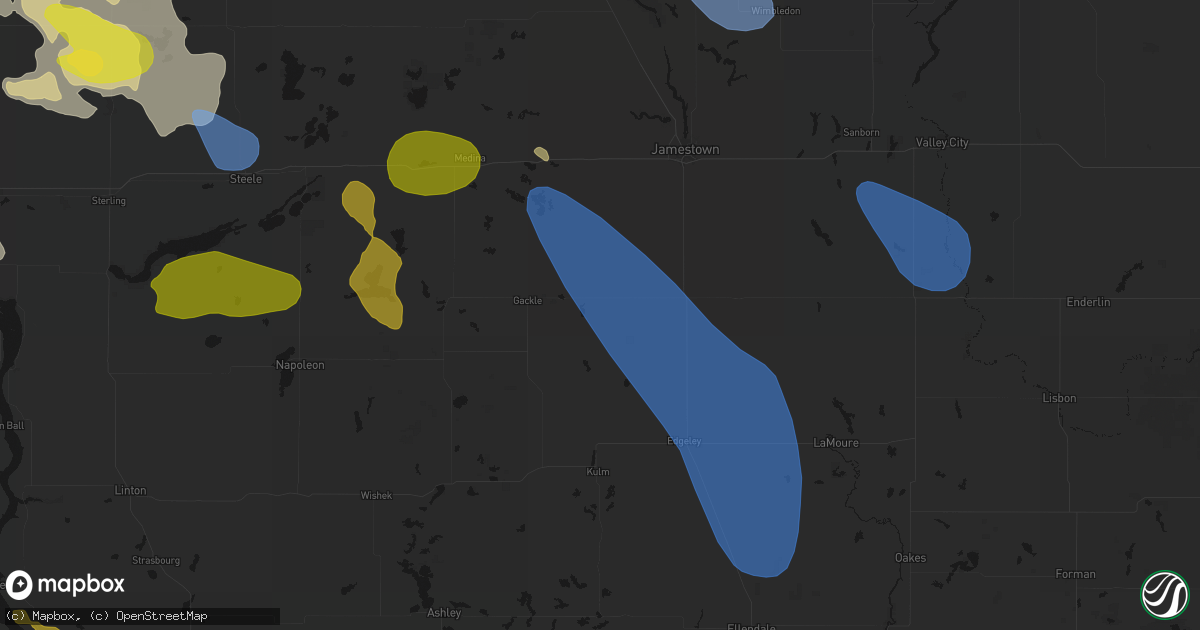 Hail map in Jud, ND on July 9, 2026