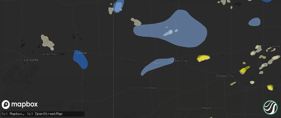 Hail map in Kendall, KS on July 9, 2026