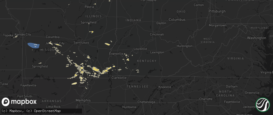 Hail map in Kentucky on July 9, 2026