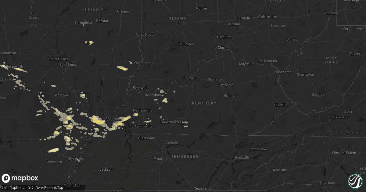 Hail map in Kentucky on July 9, 2026