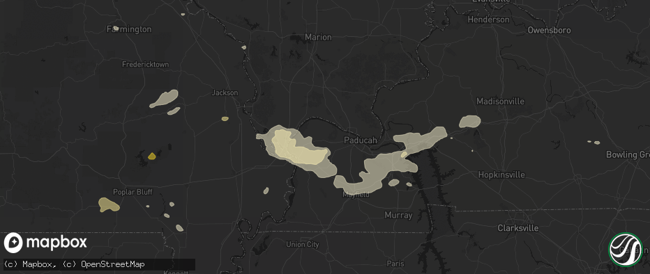 Hail map in Kevil, KY on July 9, 2026