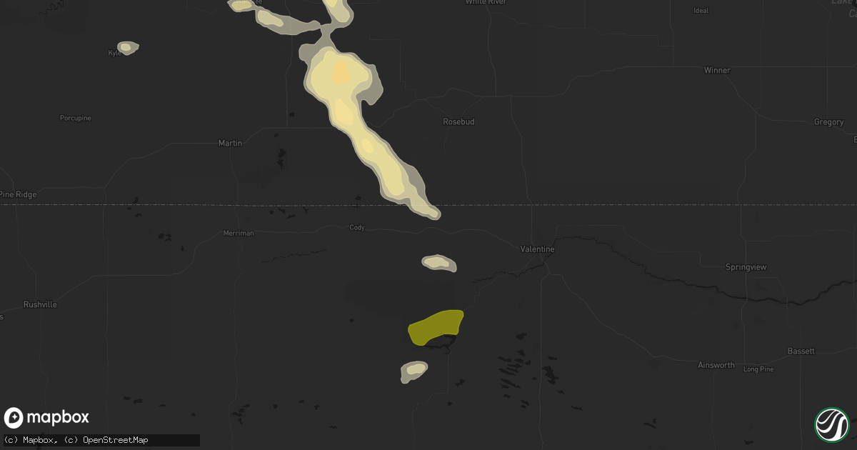 Hail map in Kilgore, NE on July 9, 2026