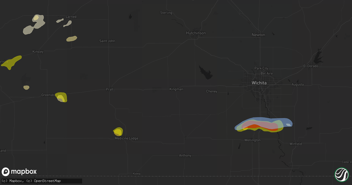 Hail map in Kingman, KS on July 9, 2026