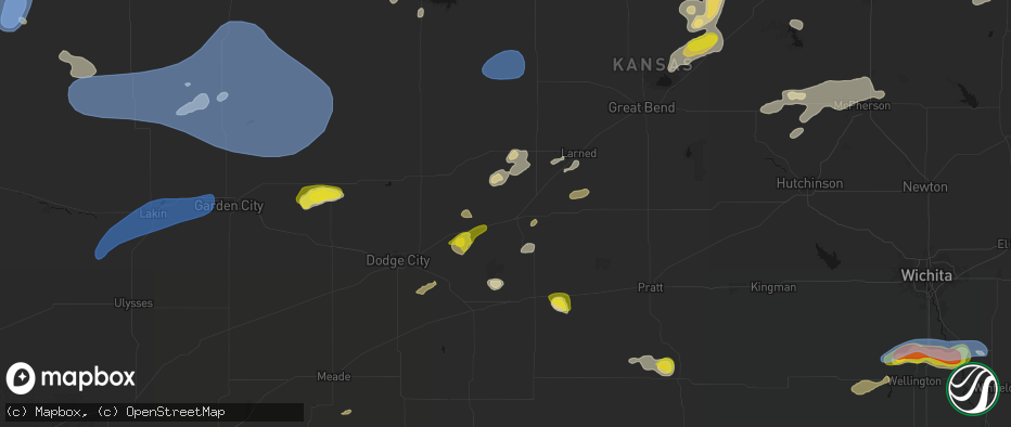 Hail map in Kinsley, KS on July 9, 2026