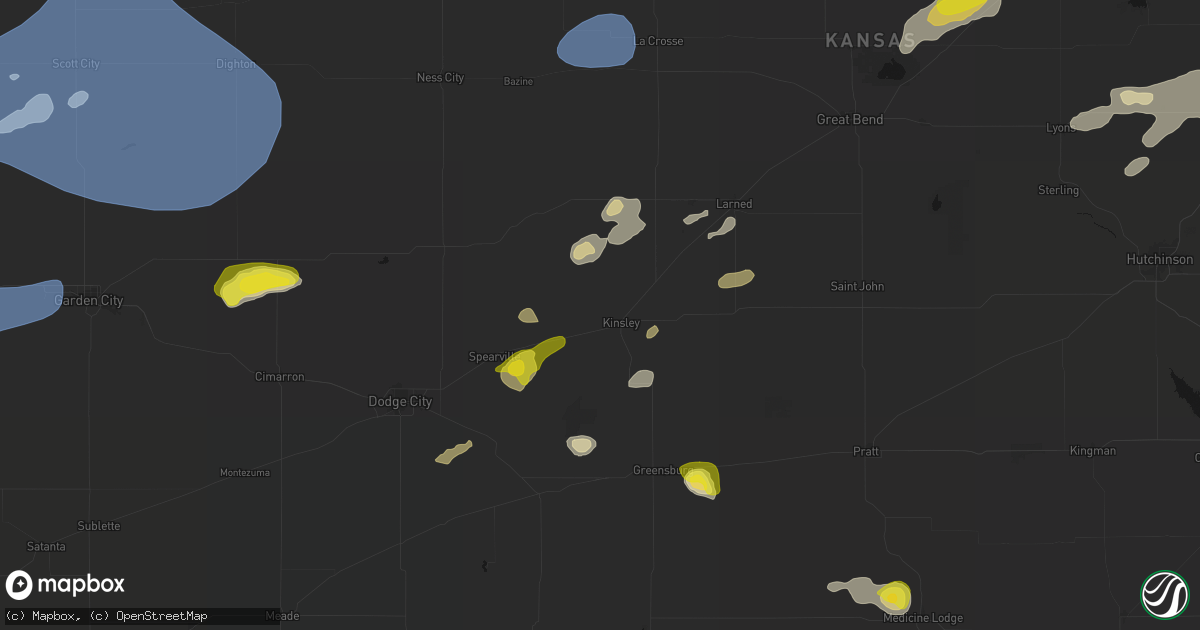 Hail map in Kinsley, KS on July 9, 2026