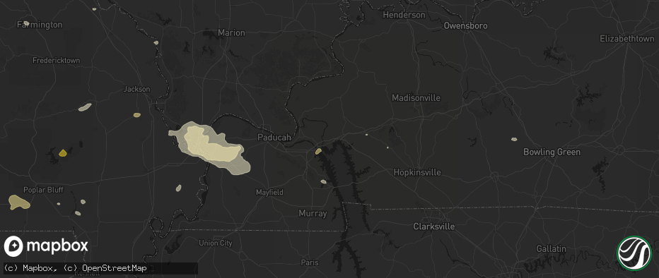 Hail map in Kuttawa, KY on July 9, 2026