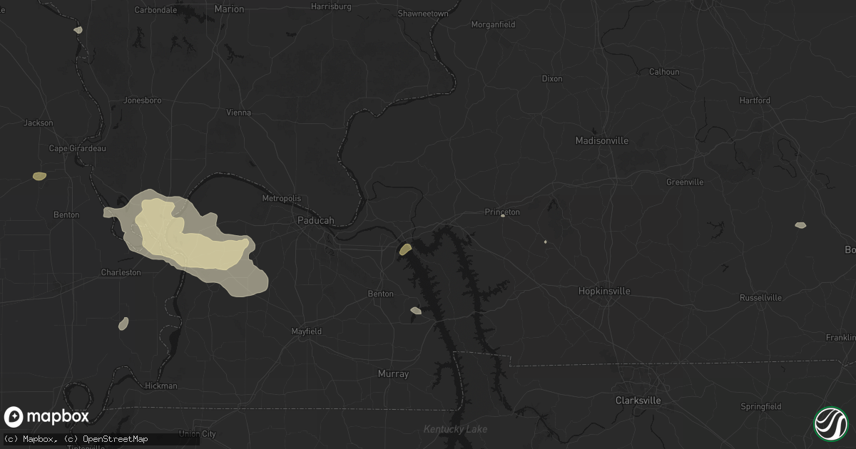 Hail map in Kuttawa, KY on July 9, 2026