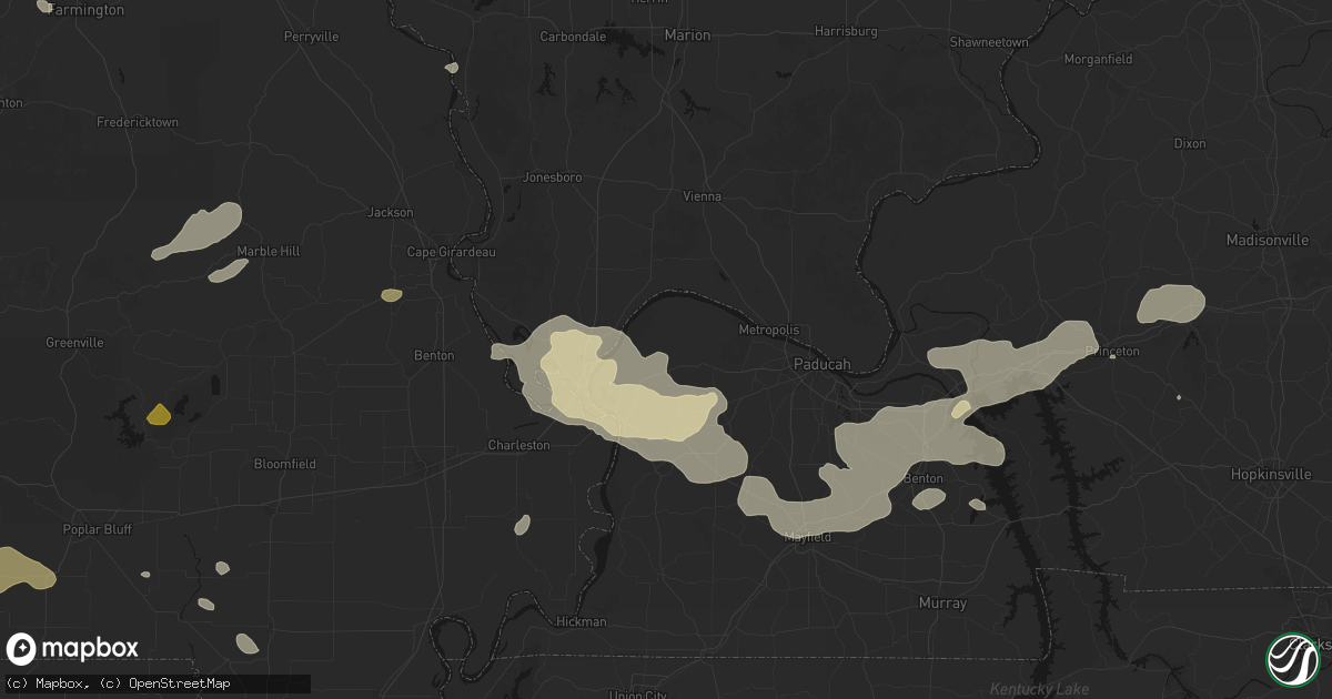 Hail map in La Center, KY on July 9, 2026