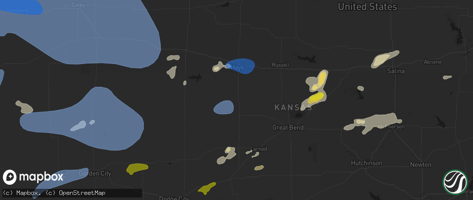 Hail map in La Crosse, KS on July 9, 2026