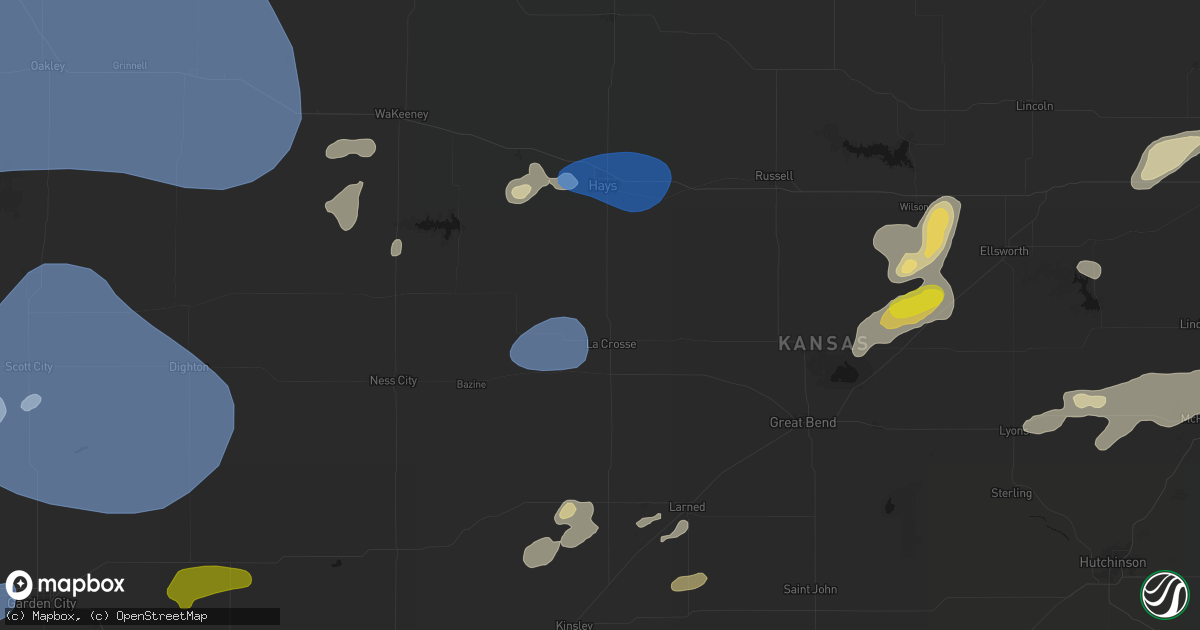 Hail map in La Crosse, KS on July 9, 2026