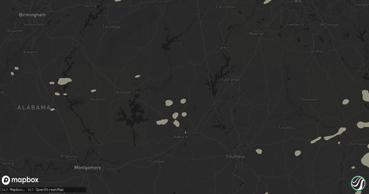 Hail map in Lafayette, AL on July 9, 2026