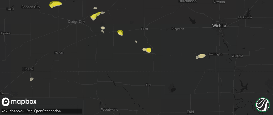 Hail map in Lake City, KS on July 9, 2026