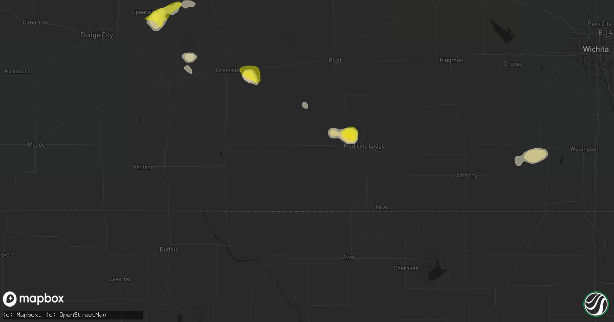 Hail map in Lake City, KS on July 9, 2026
