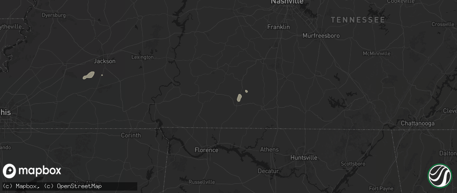Hail map in Lawrenceburg, TN on July 9, 2026