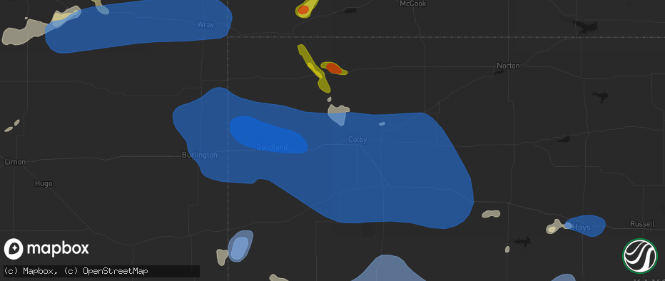 Hail map in Levant, KS on July 9, 2026