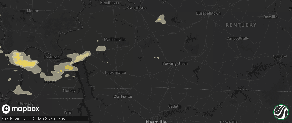 Hail map in Lewisburg, KY on July 9, 2026