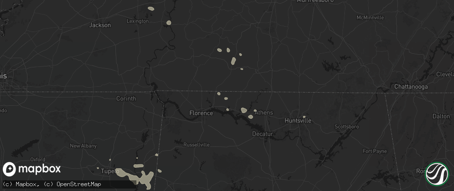 Hail map in Lexington, AL on July 9, 2026