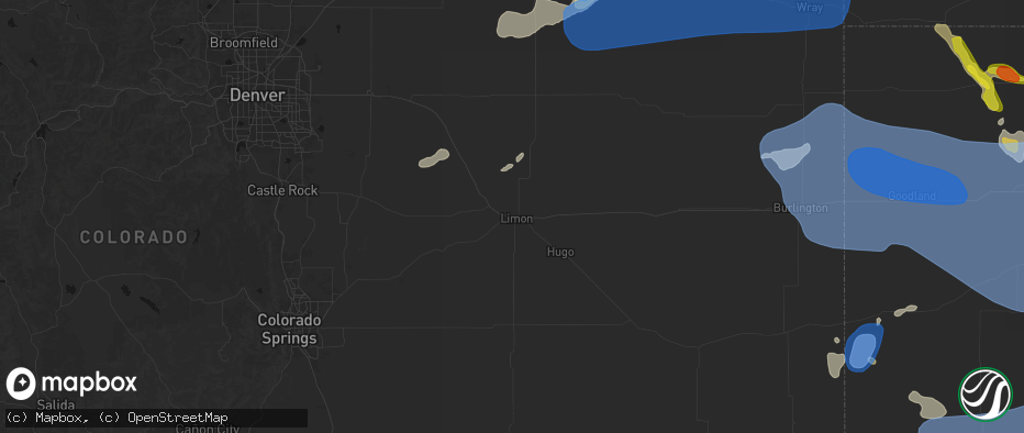 Hail map in Limon, CO on July 9, 2026