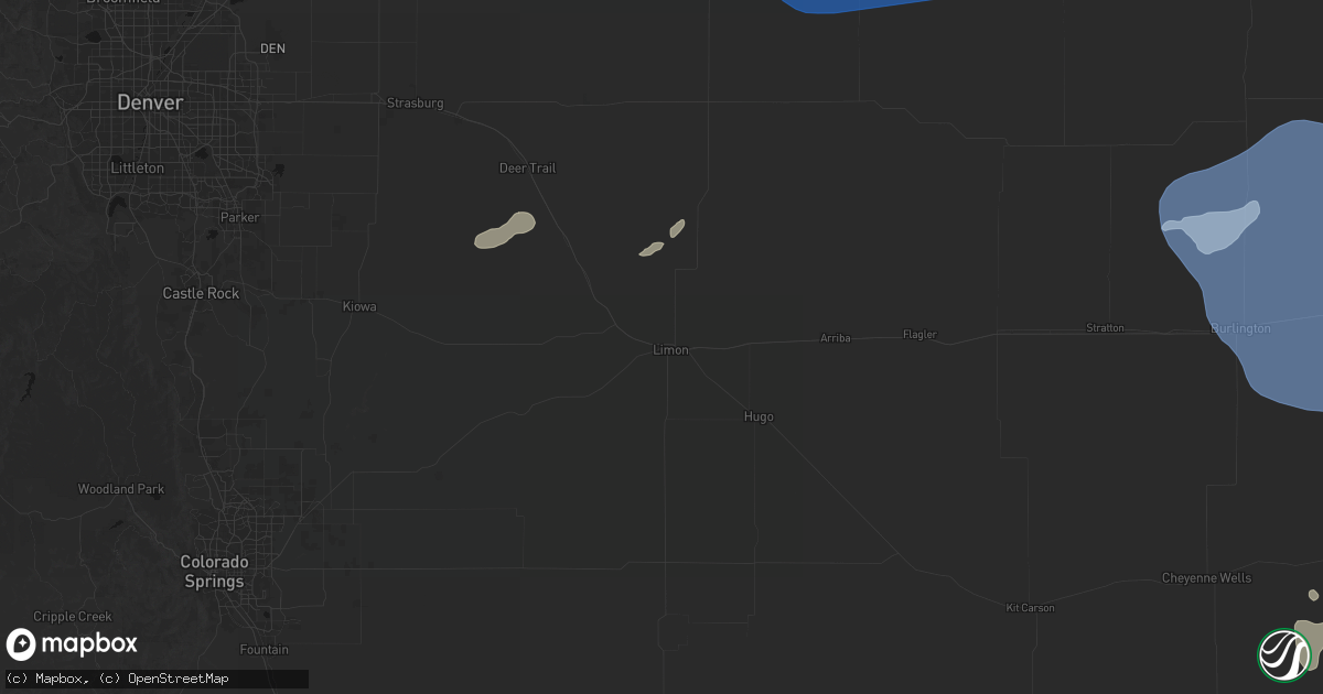 Hail map in Limon, CO on July 9, 2026