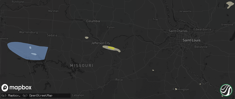 Hail map in Linn, MO on July 9, 2026