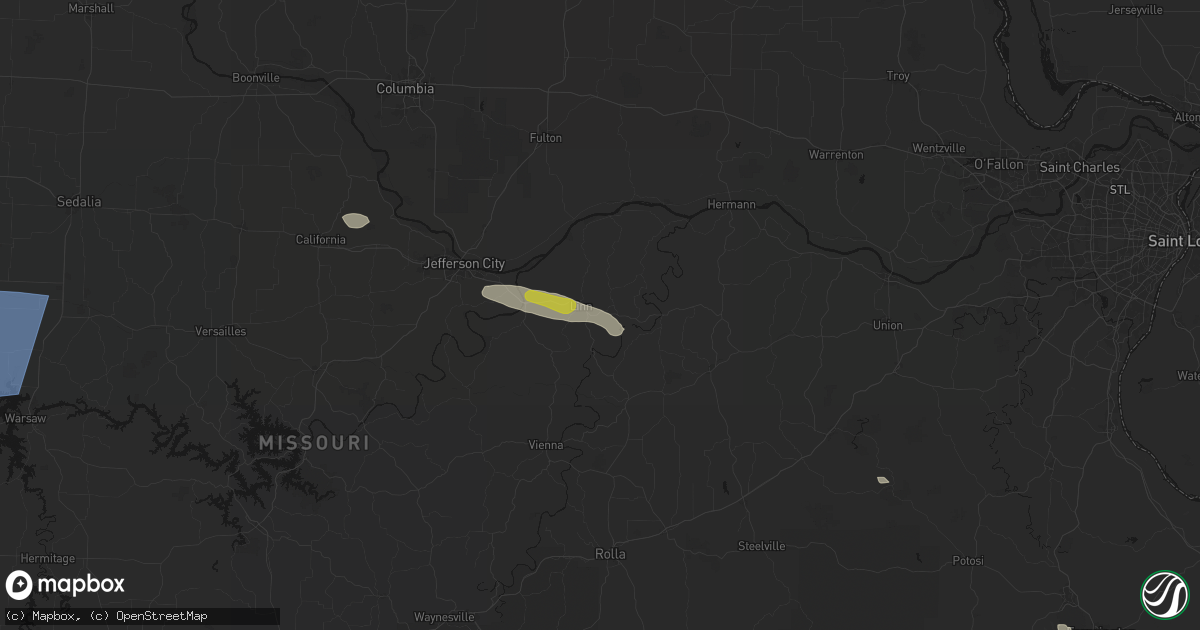 Hail map in Linn, MO on July 9, 2026