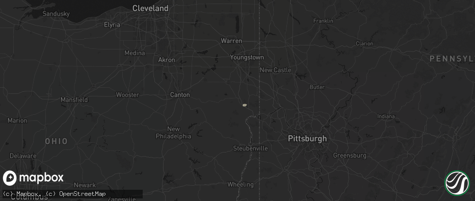 Hail map in Lisbon, OH on July 9, 2026
