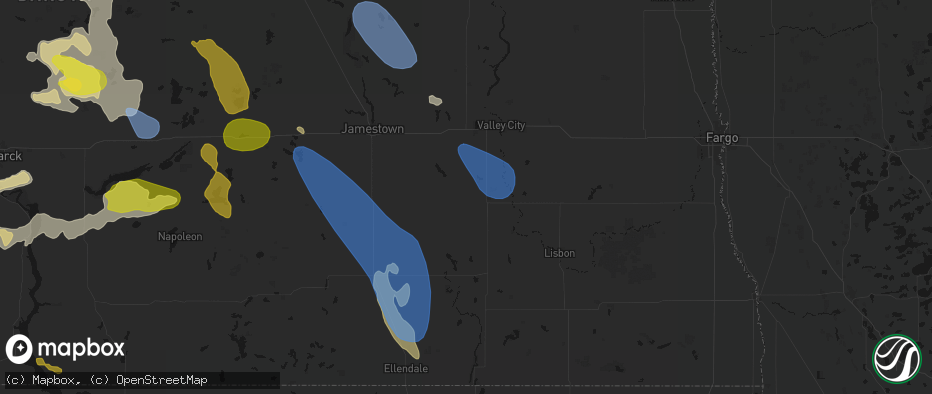 Hail map in Litchville, ND on July 9, 2026