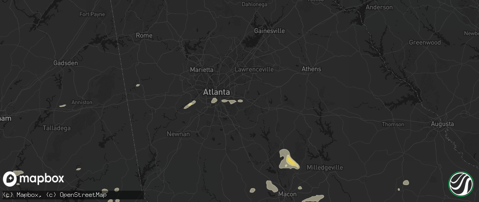 Hail map in Lithonia, GA on July 9, 2026