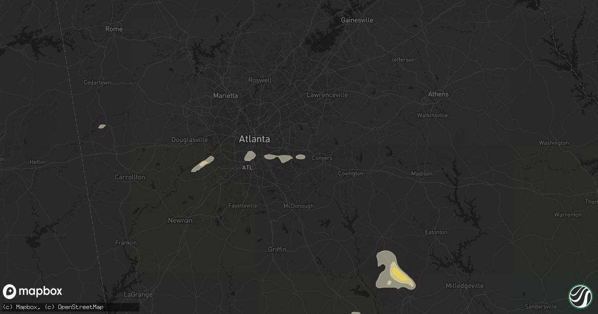 Hail map in Lithonia, GA on July 9, 2026