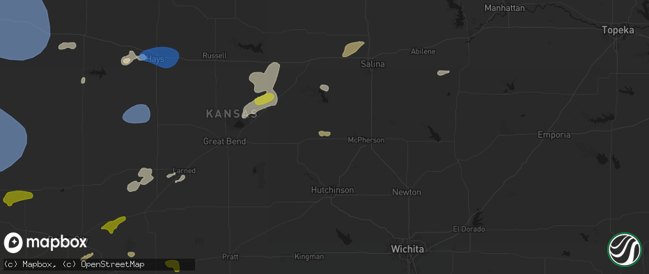 Hail map in Little River, KS on July 9, 2026