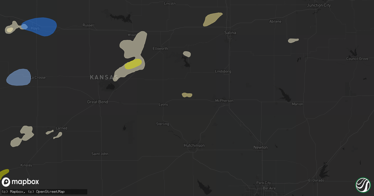 Hail map in Little River, KS on July 9, 2026