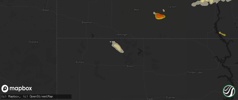 Hail map in Lodgepole, SD on July 9, 2026