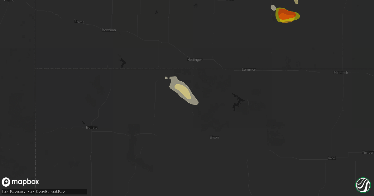 Hail map in Lodgepole, SD on July 9, 2026