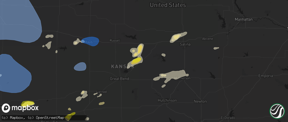 Hail map in Lorraine, KS on July 9, 2026