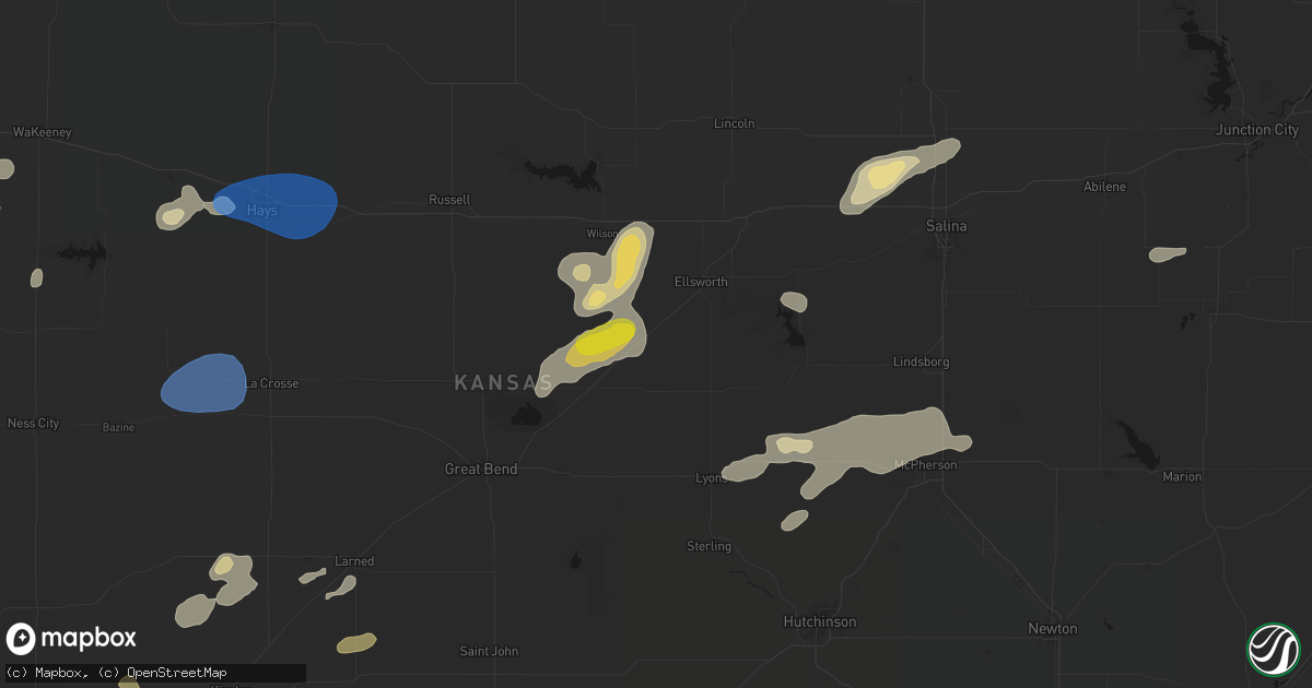 Hail map in Lorraine, KS on July 9, 2026