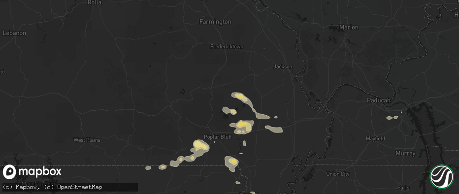 Hail map in Lowndes, MO on July 9, 2026